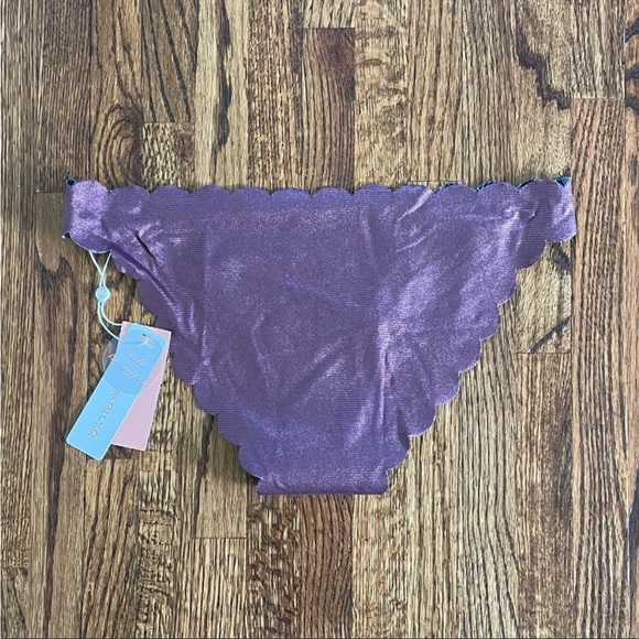 PILYQ Plume Peacock Wave Full Teeny Reversible Bikini Bottoms NWT - Picture 7 of 9